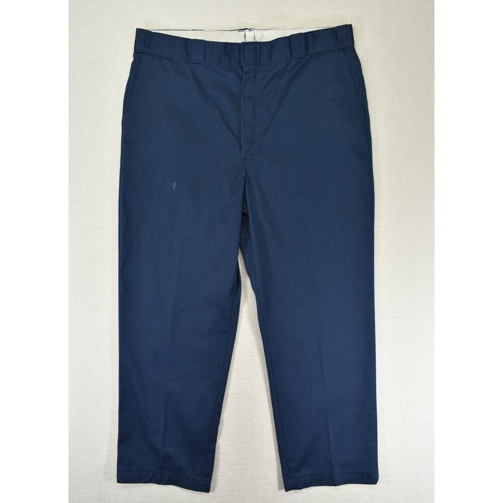 Vintage Dickies Work Pants Mens 40x30 Navy Blue Original Fit Americana USA Made